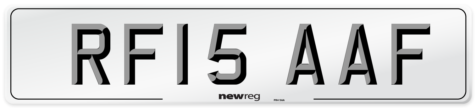 RF15 AAF Number Plate from New Reg